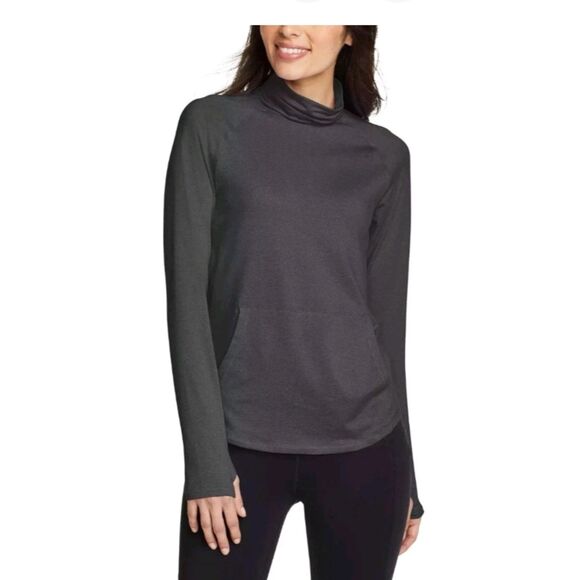 NWT Eddie Bauer Charcoal Pullover Long-Sleeve Funnel-Neck Women's Med - Picture 1 of 5